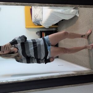 Old Navy Sweater Striped V-Neck Preppy Almost Vintage Size Small